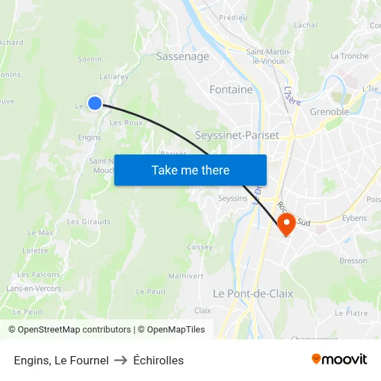 Engins, Le Fournel to Échirolles map