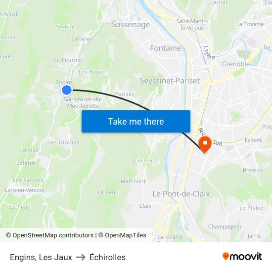Engins, Les Jaux to Échirolles map