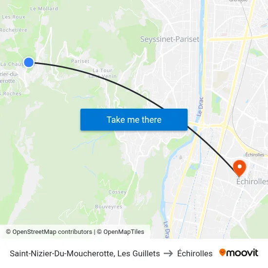 Saint-Nizier-Du-Moucherotte, Les Guillets to Échirolles map