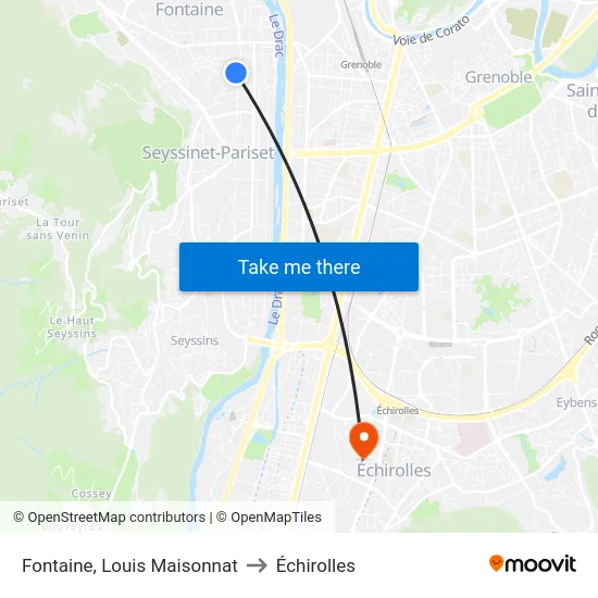 Fontaine, Louis Maisonnat to Échirolles map