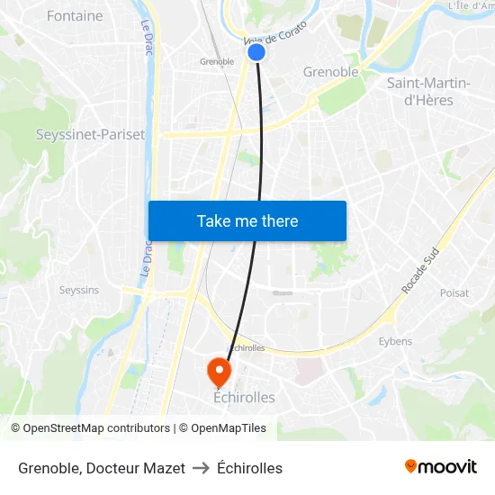 Grenoble, Docteur Mazet to Échirolles map