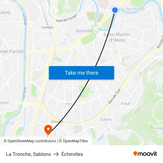 La Tronche, Sablons to Échirolles map