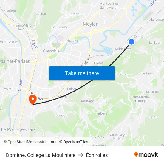 Domène, College La Mouliniere to Échirolles map
