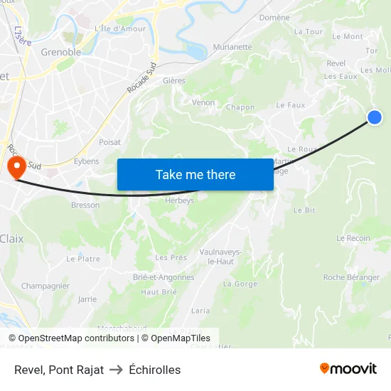 Revel, Pont Rajat to Échirolles map