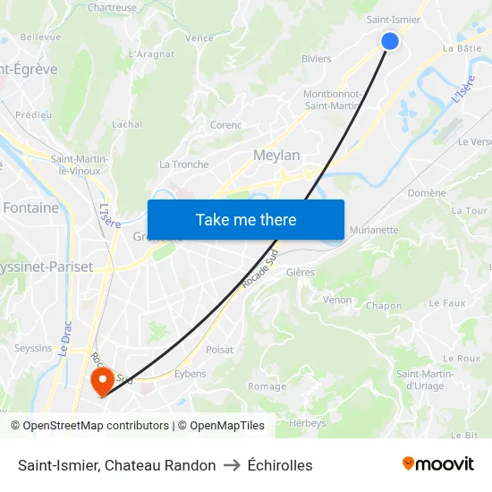 Saint-Ismier, Chateau Randon to Échirolles map