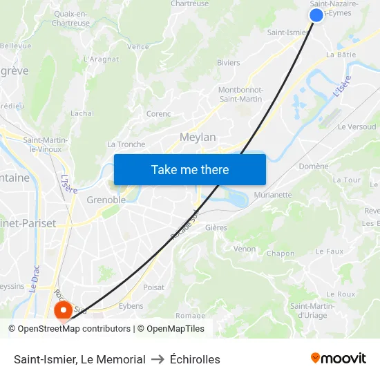 Saint-Ismier, Le Memorial to Échirolles map