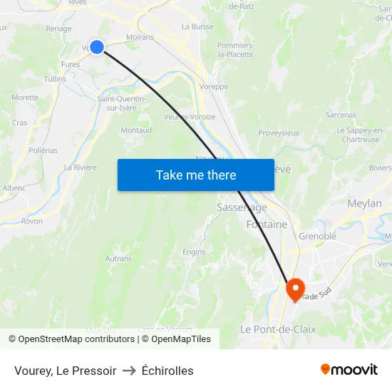 Vourey, Le Pressoir to Échirolles map