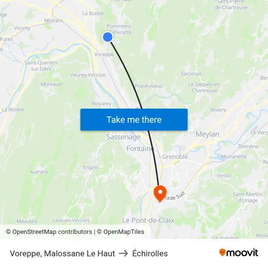 Voreppe, Malossane Le Haut to Échirolles map