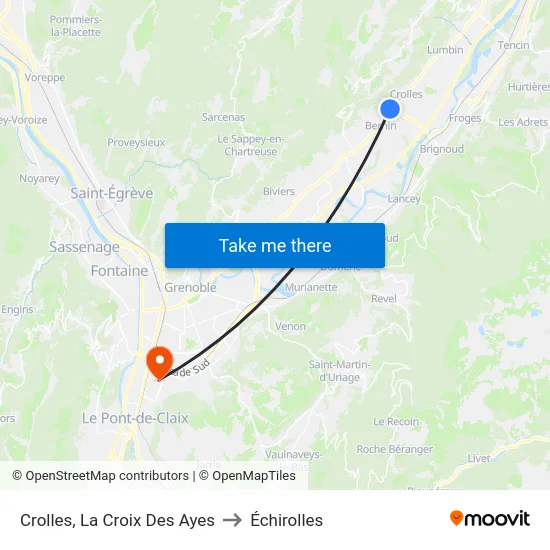 Crolles, La Croix Des Ayes to Échirolles map