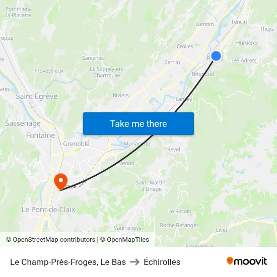Le Champ-Près-Froges, Le Bas to Échirolles map