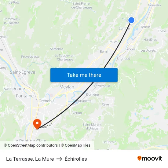 La Terrasse, La Mure to Échirolles map