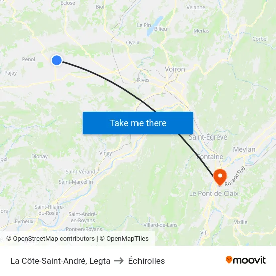 La Côte-Saint-André, Legta to Échirolles map