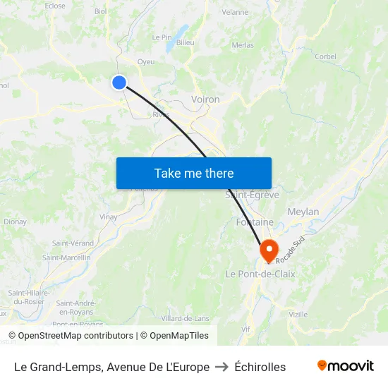 Le Grand-Lemps, Avenue De L'Europe to Échirolles map