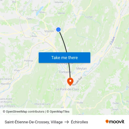 Saint-Étienne-De-Crossey, Village to Échirolles map