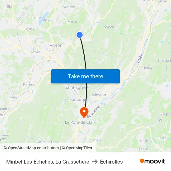 Miribel-Les-Échelles, La Grassetiere to Échirolles map