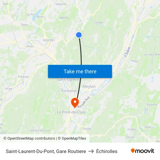 Saint-Laurent-Du-Pont, Gare Routiere to Échirolles map