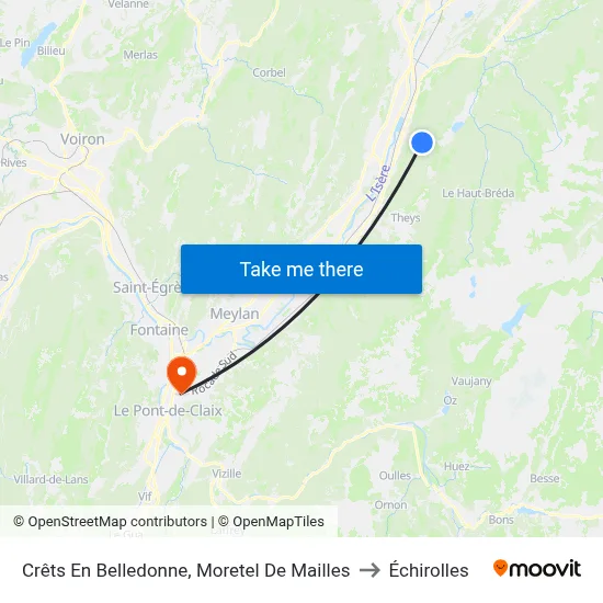 Crêts En Belledonne, Moretel De Mailles to Échirolles map