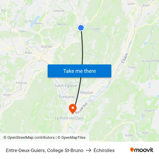 Entre-Deux-Guiers, College St-Bruno to Échirolles map