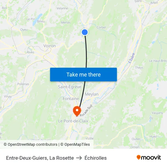 Entre-Deux-Guiers, La Rosette to Échirolles map