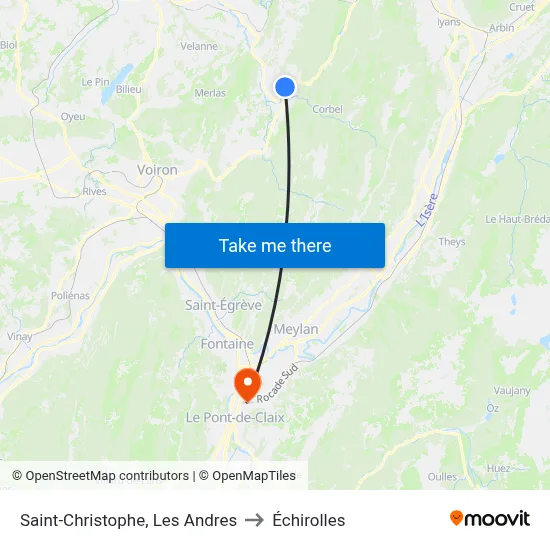 Saint-Christophe, Les Andres to Échirolles map