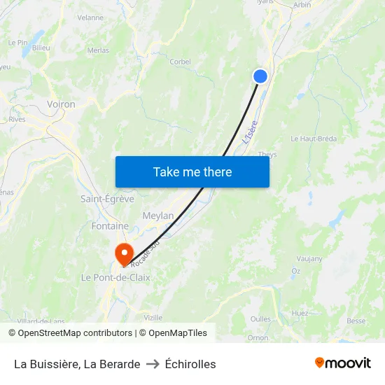 La Buissière, La Berarde to Échirolles map