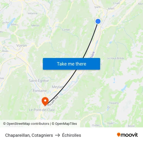Chapareillan, Cotagniers to Échirolles map