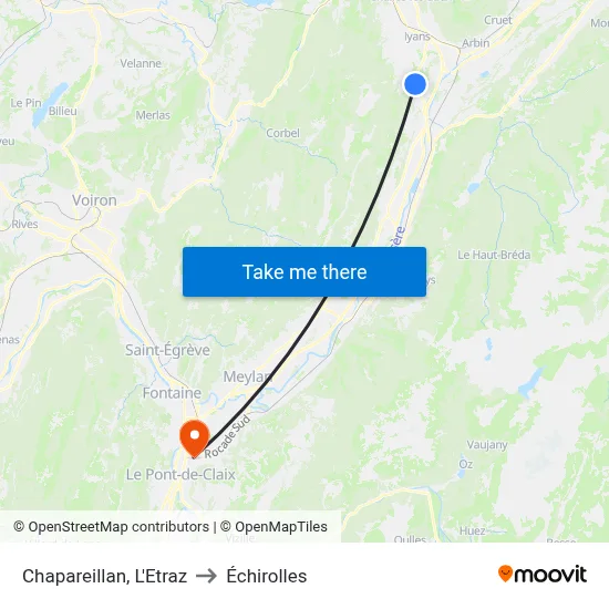 Chapareillan, L'Etraz to Échirolles map