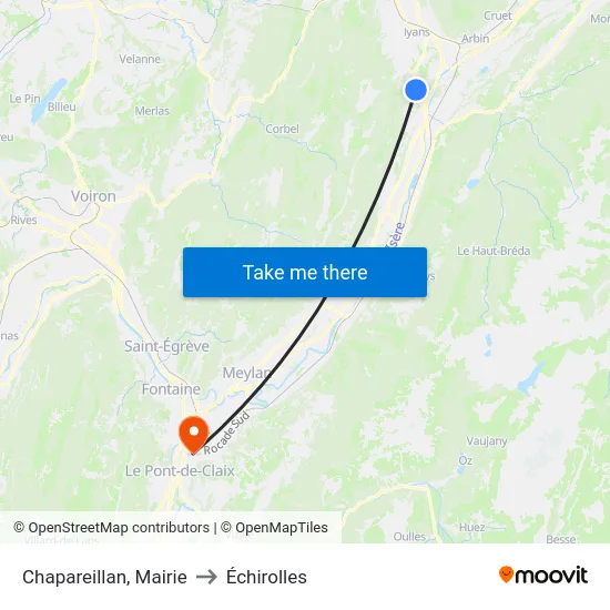 Chapareillan, Mairie to Échirolles map