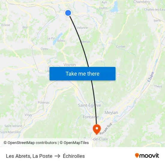 Les Abrets, La Poste to Échirolles map