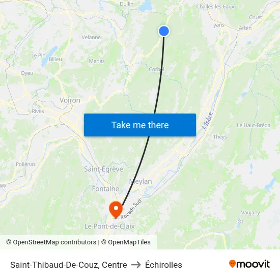 Saint-Thibaud-De-Couz, Centre to Échirolles map