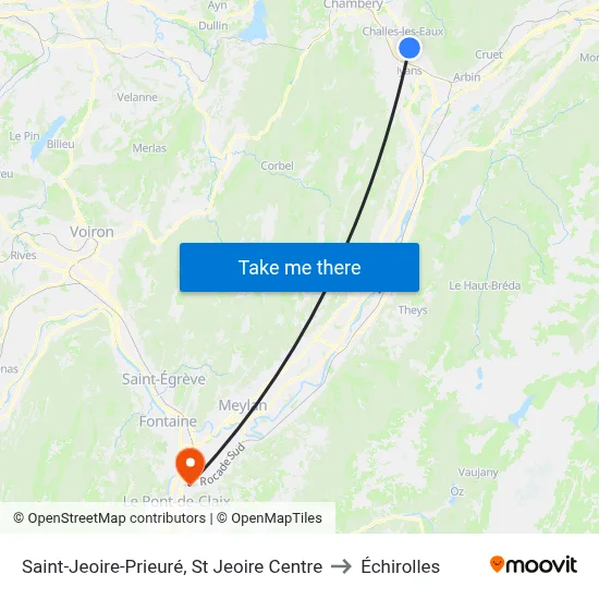 Saint-Jeoire-Prieuré, St Jeoire Centre to Échirolles map