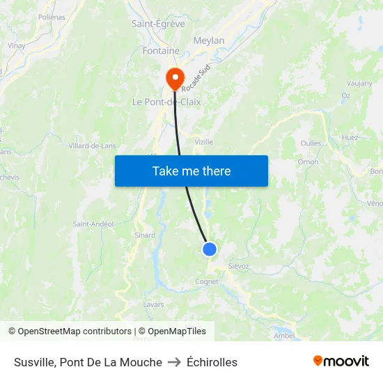 Susville, Pont De La Mouche to Échirolles map