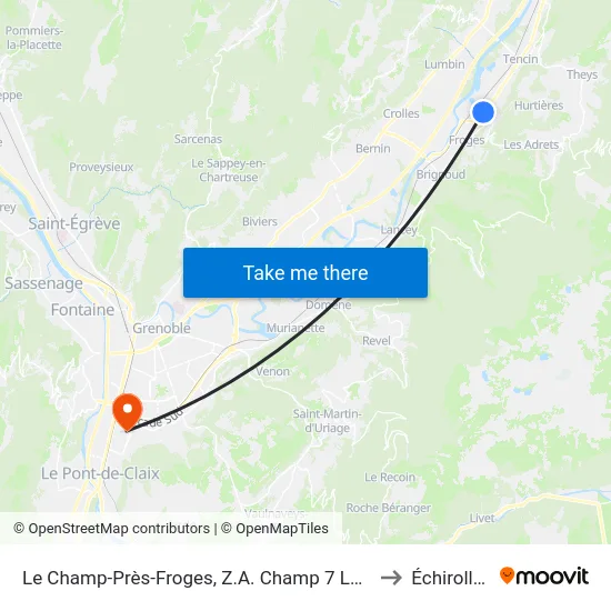 Le Champ-Près-Froges, Z.A. Champ 7 Laux to Échirolles map