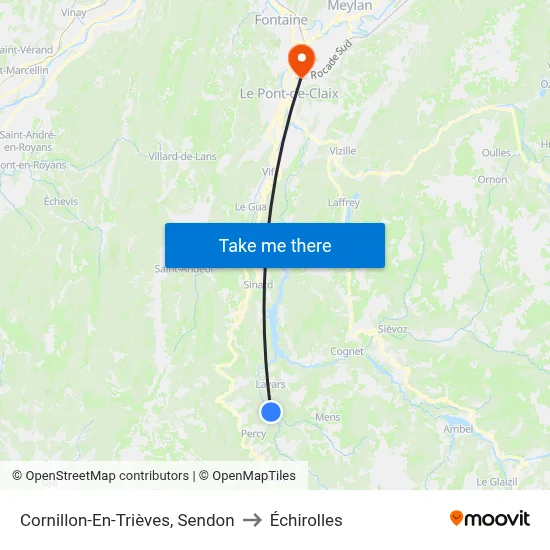 Cornillon-En-Trièves, Sendon to Échirolles map