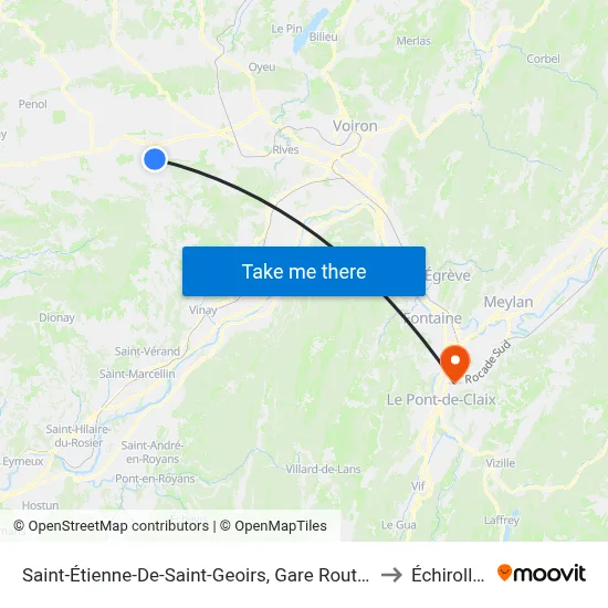 Saint-Étienne-De-Saint-Geoirs, Gare Routiere to Échirolles map