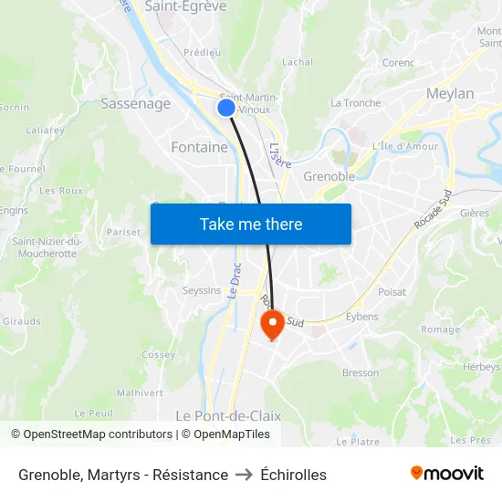 Grenoble, Martyrs - Résistance to Échirolles map
