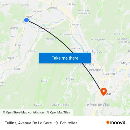 Tullins, Avenue De La Gare to Échirolles map