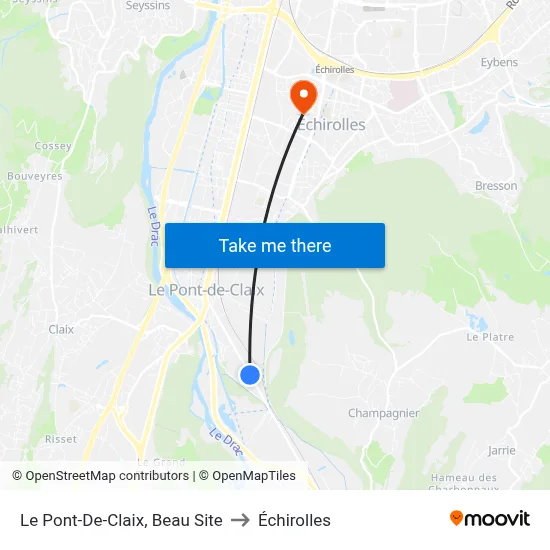 Le Pont-De-Claix, Beau Site to Échirolles map