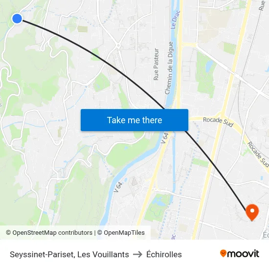 Seyssinet-Pariset, Les Vouillants to Échirolles map