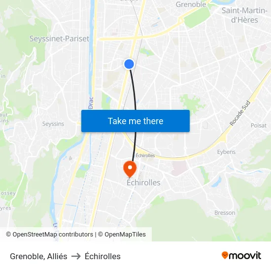 Grenoble, Alliés to Échirolles map