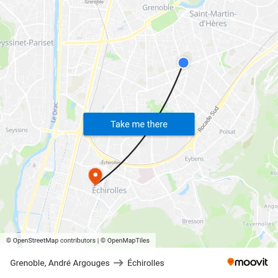 Grenoble, André Argouges to Échirolles map