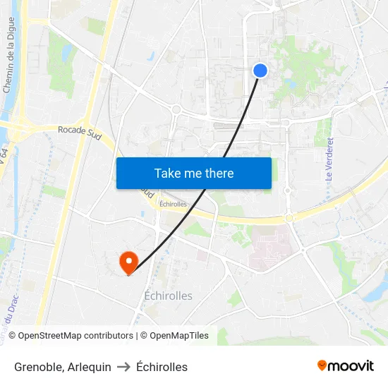 Grenoble, Arlequin to Échirolles map