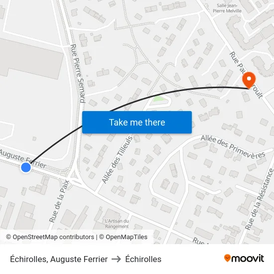 Échirolles, Auguste Ferrier to Échirolles map