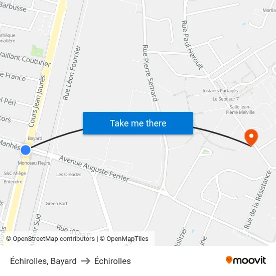 Échirolles, Bayard to Échirolles map