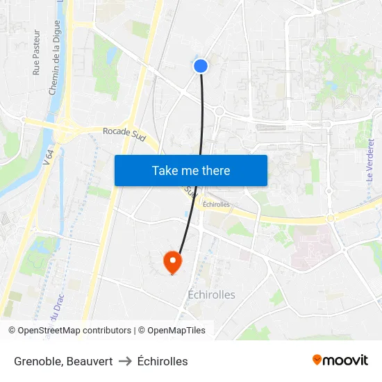 Grenoble, Beauvert to Échirolles map