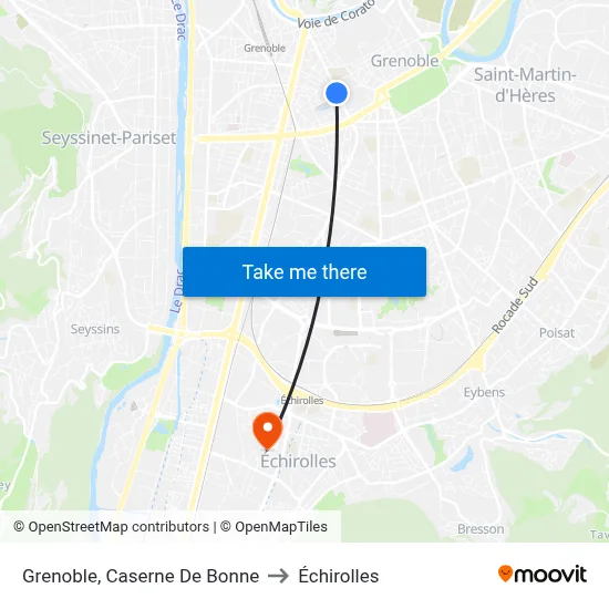 Grenoble, Caserne De Bonne to Échirolles map