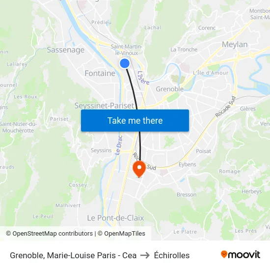 Grenoble, Marie-Louise Paris - Cea to Échirolles map
