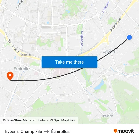 Eybens, Champ Fila to Échirolles map