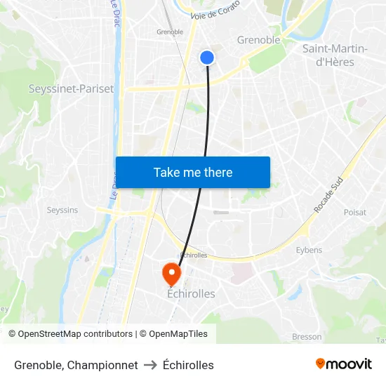 Grenoble, Championnet to Échirolles map