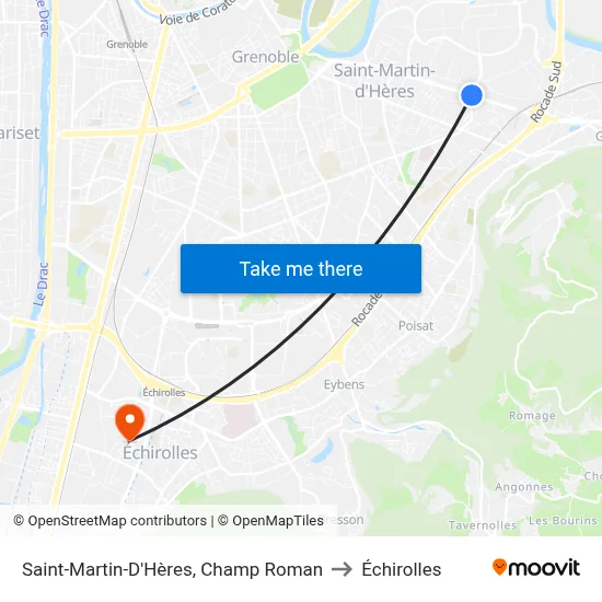 Saint-Martin-D'Hères, Champ Roman to Échirolles map